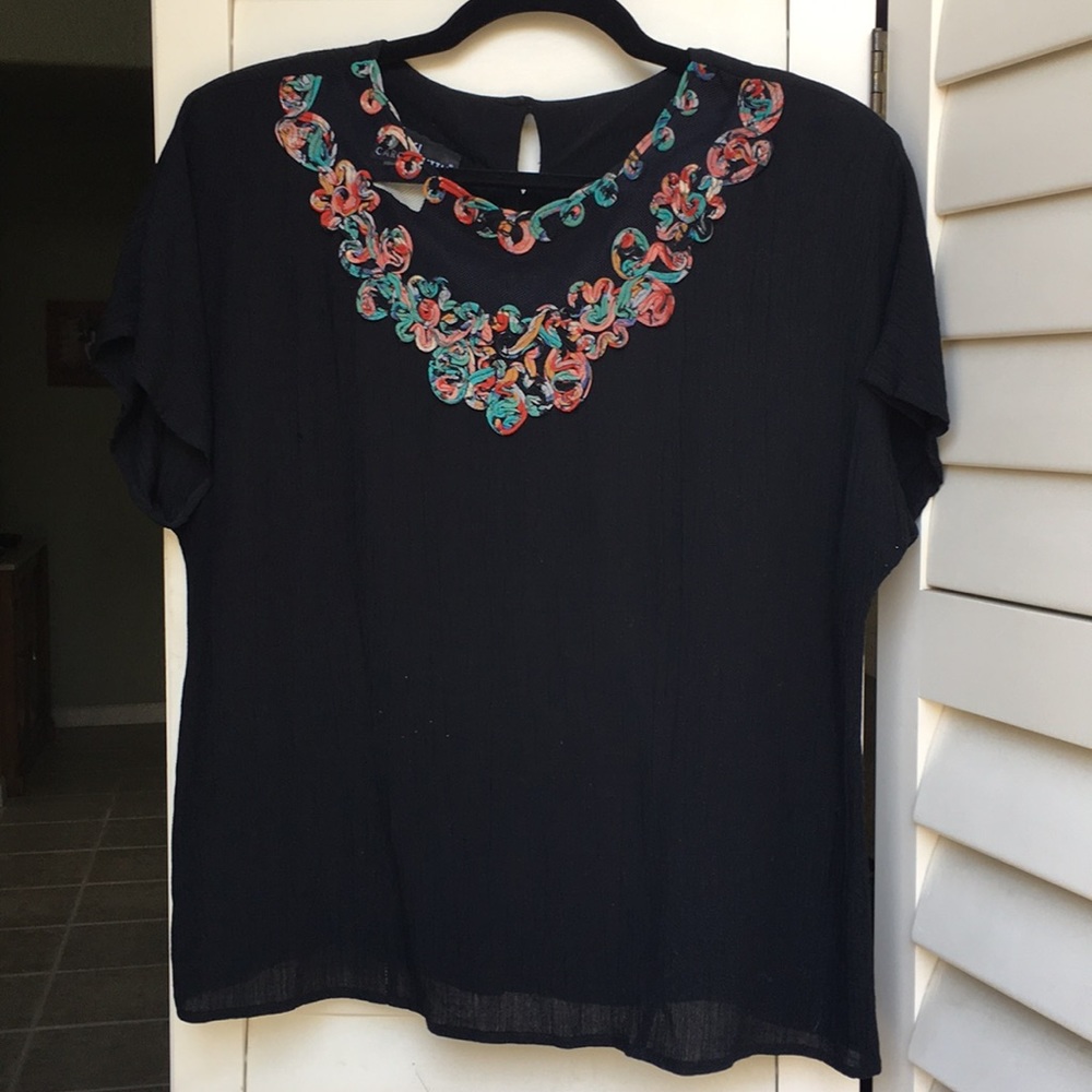 Black top with Netted detail neck